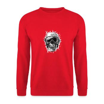 Ski Skull Ski Goggles - Unisex Sweatshirt - red - Front - Alina (178cm) & Michal (187cm)