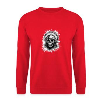Crâne de chef indien - Sweat-shirt Unisexe - rouge - Devant - Alina (178cm) & Michal (187cm)
