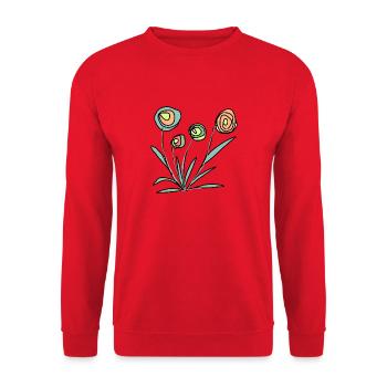 bunte Blumen - Unisex Pullover - Rot - Vorne - Alina (178cm) & Michal (187cm)