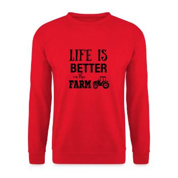 Life is better on the farm - Unisex Sweatshirt - red - Front - Alina (178cm) & Michal (187cm)