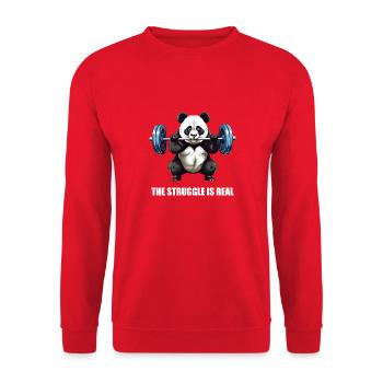 Panda Hantel Training Workout: the struggle is - Unisex Pullover - Rot - Vorne - Alina (178cm) & Michal (187cm)