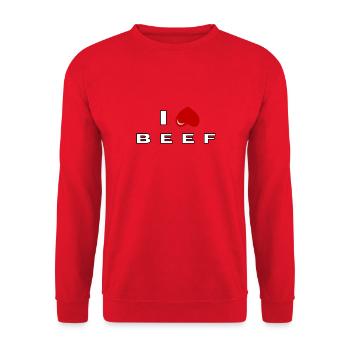 I hate Beef - Unisex Sweatshirt - red - Front - Alina (178cm) & Michal (187cm)