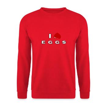 Ich hasse Eier - Unisex Pullover - Rot - Vorne - Alina (178cm) & Michal (187cm)