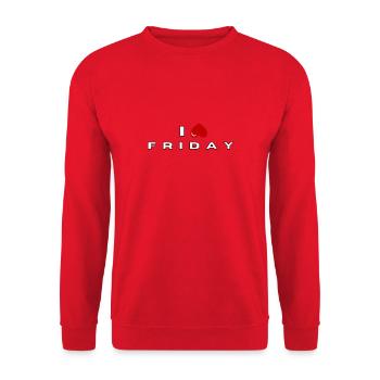 Ich hasse Freitag - Unisex Pullover - Rot - Vorne - Alina (178cm) & Michal (187cm)