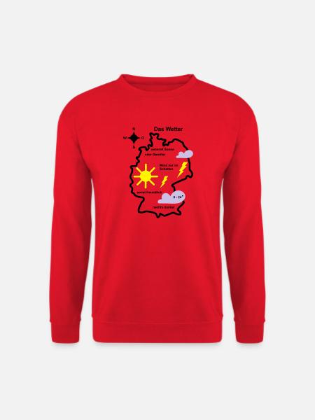 Wetterkarte Wetter Deutschland - Unisex Pullover - Rot