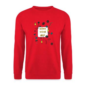 alles wird gut - Unisex Pullover - Rot - Vorne - Alina (178cm) & Michal (187cm)
