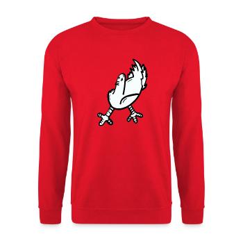 Expressive cartoon chicken print - Unisex Sweatshirt - red - Front - Alina (178cm) & Michal (187cm)
