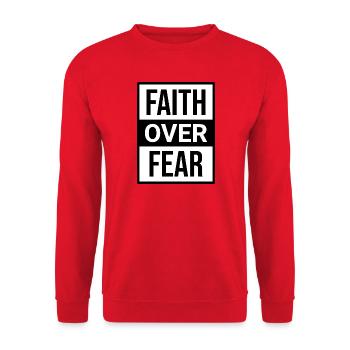 Texte Foi Plus Peur Motivation Religion T-Shirt - Sweat-shirt Unisexe - rouge - Devant - Alina (178cm) & Michal (187cm)