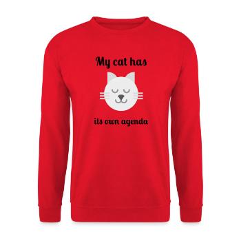 Meine Katze hat ihre eigene Agenda - Unisex Pullover - Rot - Vorne - Alina (178cm) & Michal (187cm)