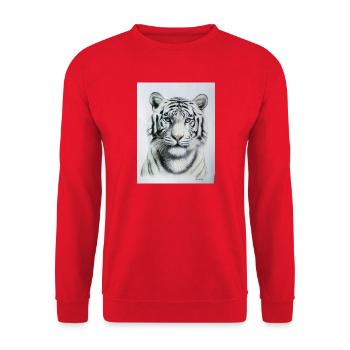 White Tiger - Weisser Tiger - Unisex Sweatshirt - red - Front - Alina (178cm) & Michal (187cm)