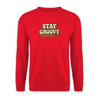 Stay Groovy Retro Vintage Design | 70s Hippie Styl - Unisex Pullover - Rot - Vorne - Alina (178cm) & Michal (187cm)
