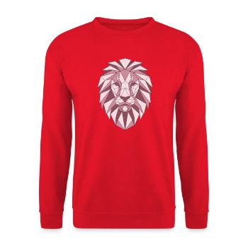 Geometric lion head in pastel shades - Unisex Sweatshirt - red - Front - Alina (178cm) & Michal (187cm)