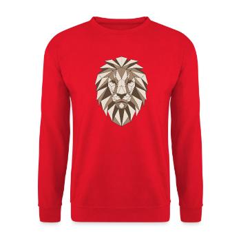 Geometrischer Löwenkopf - Unisex Pullover - Rot - Vorne - Alina (178cm) & Michal (187cm)