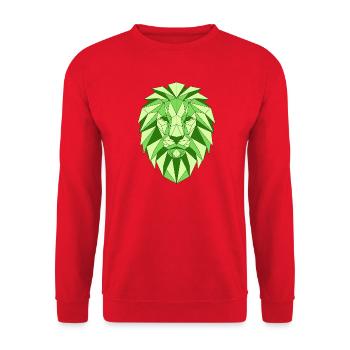 Geometric lion head in green - Unisex Sweatshirt - red - Front - Alina (178cm) & Michal (187cm)