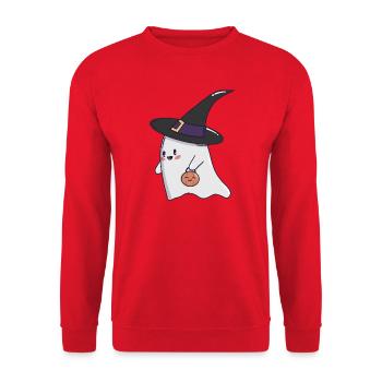 Sweet Ghost – Halloween Kawaii 🎃👻 - Unisex Sweatshirt - red - Front - Alina (178cm) & Michal (187cm)