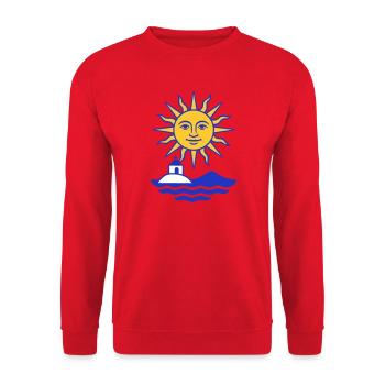 Greece Sun: Sun, Water, Chapel - Unisex Sweatshirt - red - Front - Alina (178cm) & Michal (187cm)