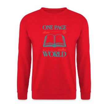 One Page Closer to Another World - Unisex Sweatshirt - red - Front - Alina (178cm) & Michal (187cm)