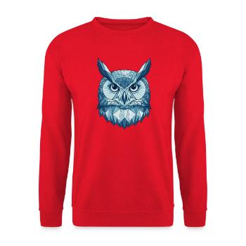 Geometrische Eulen im Polygonstil Blau - Unisex Pullover - Rot - Vorne - Alina (178cm) & Michal (187cm)