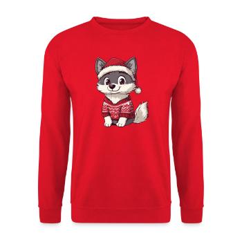Loup Noël - Sweat-shirt Unisexe - rouge - Devant - Alina (178cm) & Michal (187cm)