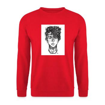 Doodle The Face - Unisex Pullover - Rot - Vorne - Alina (178cm) & Michal (187cm)