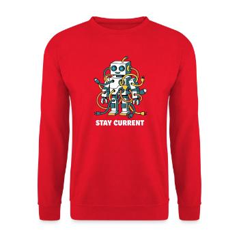 Stay Current Roboter Kabelkunst - Unisex Pullover - Rot - Vorne - Alina (178cm) & Michal (187cm)