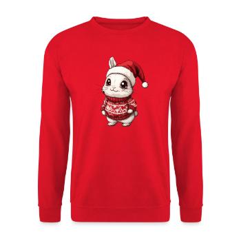 Hase Weihnachten Xmas - Unisex Pullover - Rot - Vorne - Alina (178cm) & Michal (187cm)