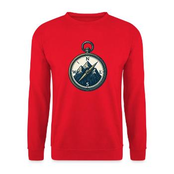 Compass Mountain Trek Azimut Wandergeschenk - Unisex Pullover - Rot - Vorne - Alina (178cm) & Michal (187cm)