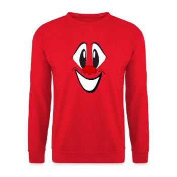 Lachendes Cartoon Gesicht mit roter Nase - Unisex Pullover - Rot - Vorne - Alina (178cm) & Michal (187cm)