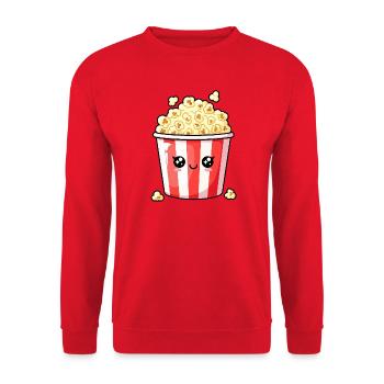 Kawaii Popcorn Bucket - Unisex Sweatshirt - red - Front - Alina (178cm) & Michal (187cm)