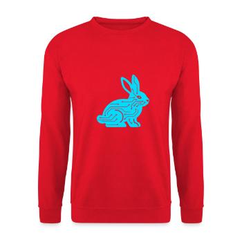 Cyber Rabbit Circuit Board Tech Vector - Unisex Sweatshirt - red - Front - Alina (178cm) & Michal (187cm)