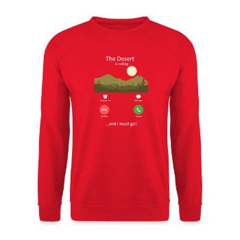 Die Wüste ruft nach Outdoor-Wanderabenteuern - Unisex Pullover - Rot - Vorne - Alina (178cm) & Michal (187cm)