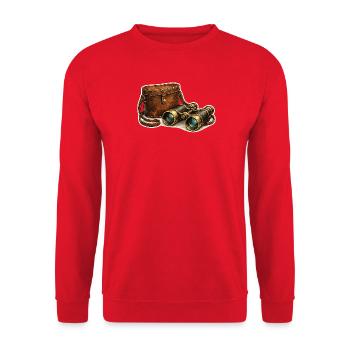 Vintage Expedition Fernglas Tasche - Unisex Pullover - Rot - Vorne - Alina (178cm) & Michal (187cm)