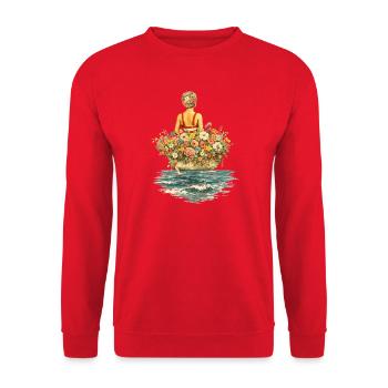Blumenbad im Meer – Surreales Vintage Motiv - Unisex Pullover - Rot - Vorne - Alina (178cm) & Michal (187cm)