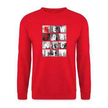 New York City Collage Grid - Unisex Sweatshirt - red - Front - Alina (178cm) & Michal (187cm)