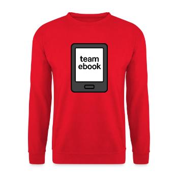 Which team do you belong to? - Team eBook-Reader - Unisex Sweatshirt - red - Front - Alina (178cm) & Michal (187cm)