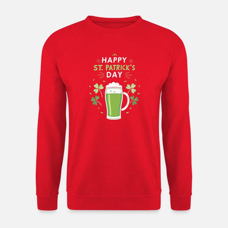 Verre vert Saint-Patrick et trèfles - Sweat-shirt Unisexe - rouge