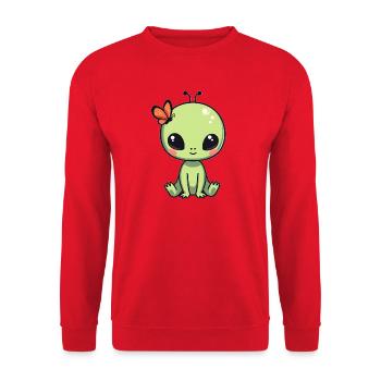 Alien Ausserirdischer - Unisex Pullover - Rot - Vorne - Alina (178cm) & Michal (187cm)