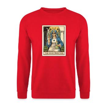 Tarot de la Grande Prêtresse du Cannabis - Sweat-shirt Unisexe - rouge - Devant - Alina (178cm) & Michal (187cm)