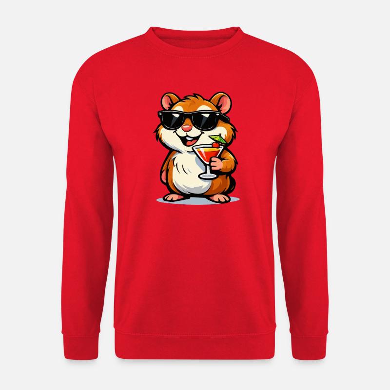 Cooler Hamster mit Cocktail und Sonnenbrille - Unisex Pullover - Rot