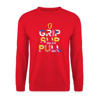 Grip Slip Mehrfarbiger Pullover mit Grafik - Unisex Pullover - Rot - Vorne - Alina (178cm) & Michal (187cm)