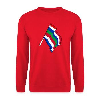 Schiermonnikoog-Flagge – Inselstolz - Unisex Pullover - Rot - Vorne - Alina (178cm) & Michal (187cm)
