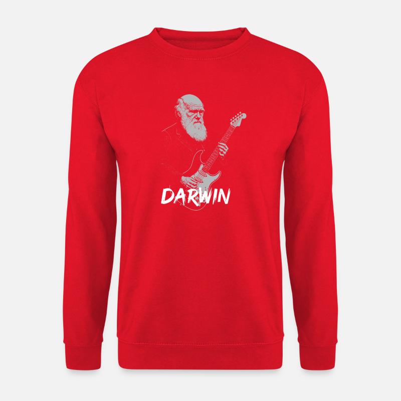 Darwin Playing Guitar Evolution - Unisex Sweatshirt - red
