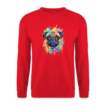 Aquarelle Explosion de Couleur Carlin - Sweat-shirt Unisexe - rouge - Devant - Alina (178cm) & Michal (187cm)