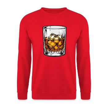 Whiskeyglas mit Eis Retro Illustration - Unisex Pullover - Rot - Vorne - Alina (178cm) & Michal (187cm)