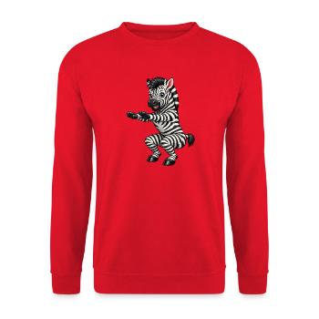 Zebra macht Kniebeuge - Unisex Pullover - Rot - Vorne - Alina (178cm) & Michal (187cm)