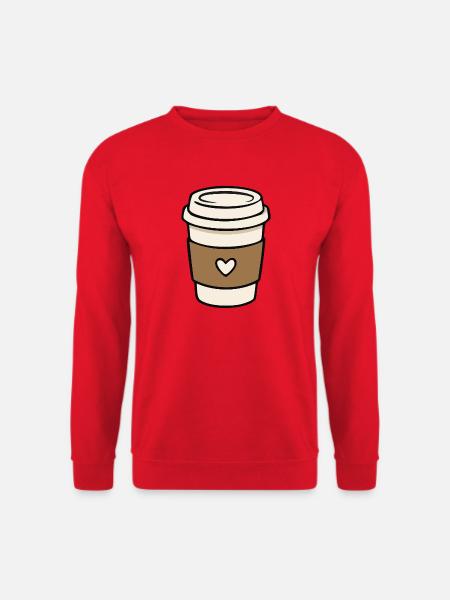 Süße Takeaway-Kaffeetasse mit Herz - Unisex Pullover - Rot
