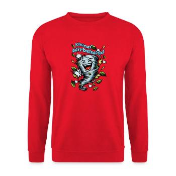 Kleiner Wirbelwind Lachender Tornado - Unisex Pullover - Rot - Vorne - Alina (178cm) & Michal (187cm)
