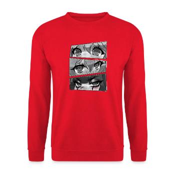 Herzaugen Manga Panels - Unisex Pullover - Rot - Vorne - Alina (178cm) & Michal (187cm)