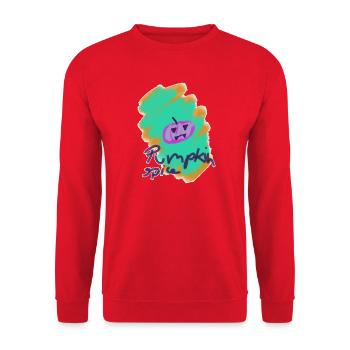 Niedlicher Vampirkürbis – Kürbisgewürz-Herbstdesign - Unisex Pullover - Rot - Vorne - Alina (178cm) & Michal (187cm)
