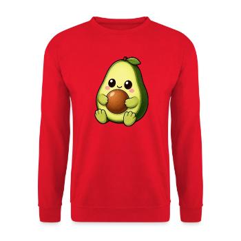 Süße Avocado Lustiger Cartoon Vegan - Unisex Pullover - Rot - Vorne - Alina (178cm) & Michal (187cm)